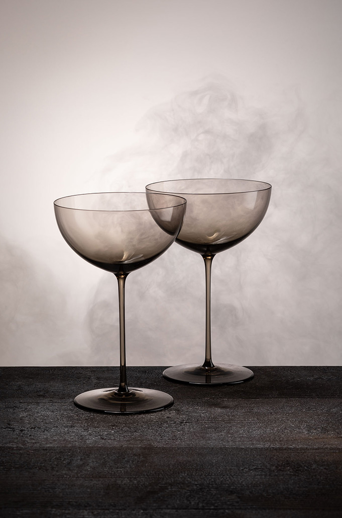 Smoke Champagne Bubbles wine glasses