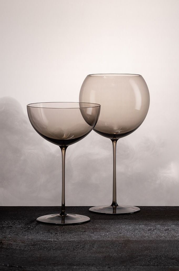 Smoke Champagne Bubbles wine glasses